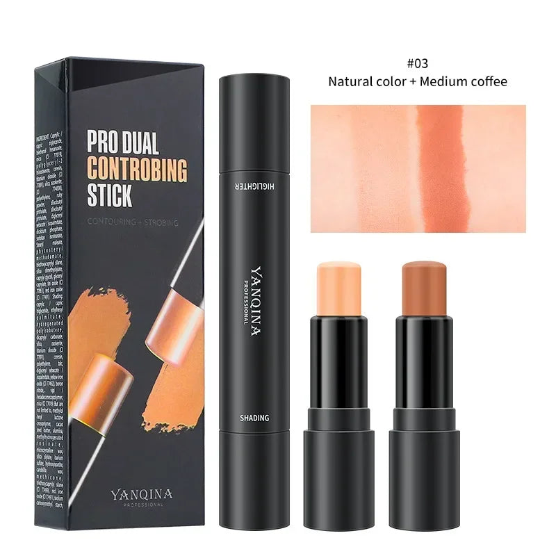 Face Brown Bronzer Contour Stick Double-headed Brightening Face Make Up Pen Smooth Contour Shadow Highlight Concealer Cosmetics