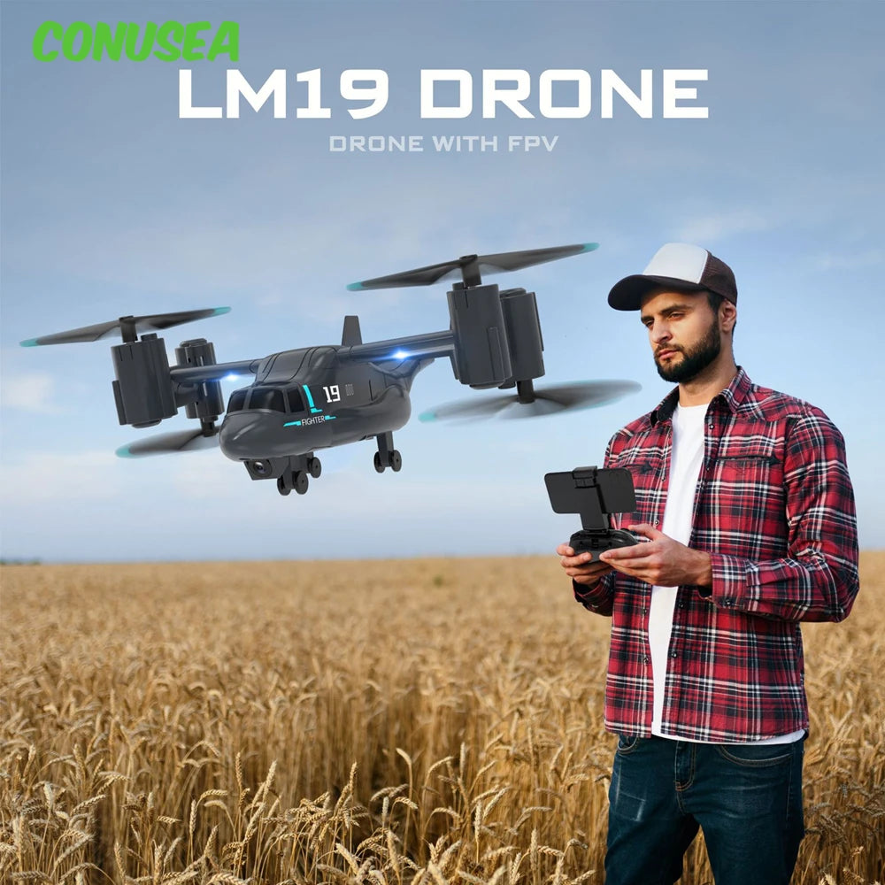 LM19 Camera Drone 480P Wifi Fpv Drones Rc Dro Remote Control Helicopter Land Air Model Quadcopter Rc Plane