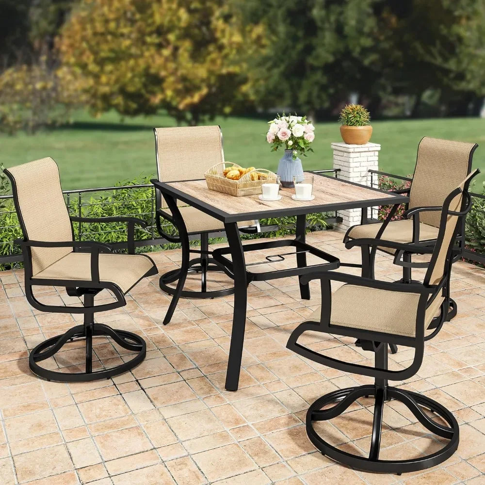 Square Outdoor Patio Dining Table Camping Tables 37" Patio Table With 1.57" Umbrella Hole Outdoor Garden Furniture