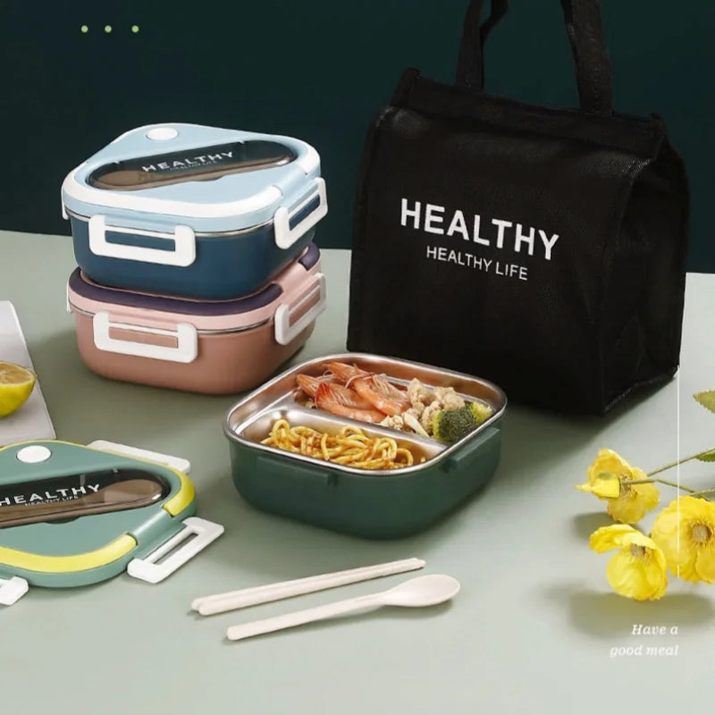 Cute Lunch Box for Kids Compartments Microwave Bento Lunch Box with Fork Spoon Microwave Food Storage Container Outdoor Picnic