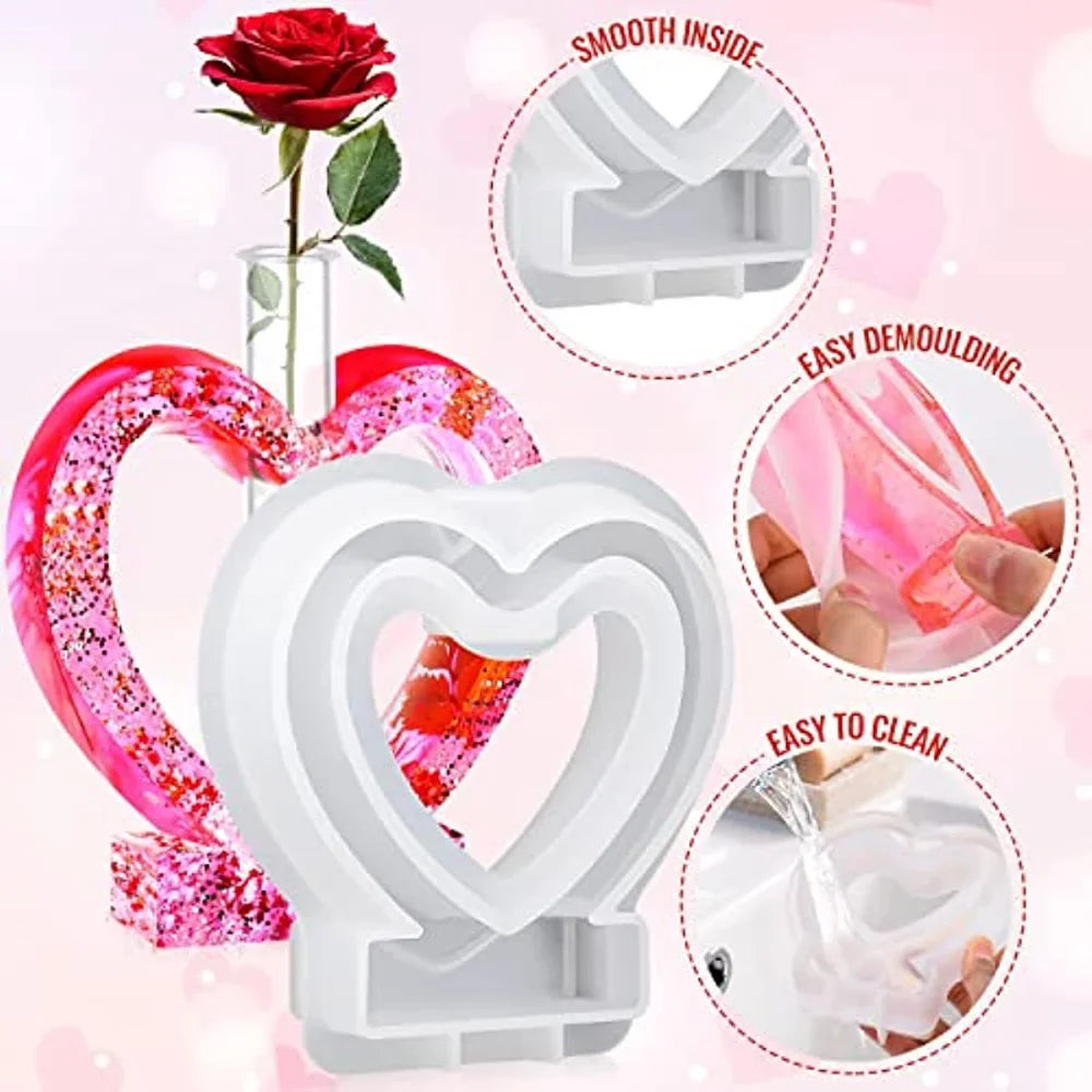 Test Tube Flower Breeding Station Vase Silicone Molds DIY Heart Shaped Vase/Plant