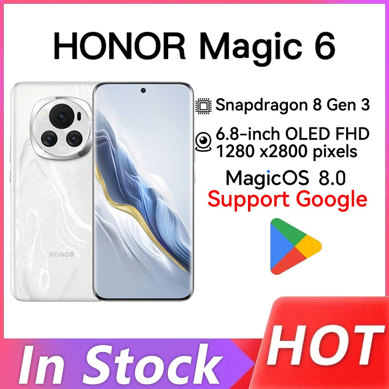 Original Honor Magic 6 5G Smart Phone Snapdragon 8 Gen 3 Octa Core 6.78" 5450mAh 66W 50MP Camera Support Google Play OTA  NFC