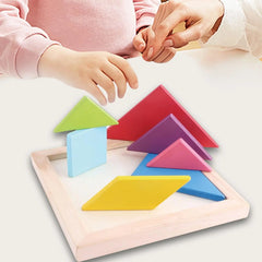 Wooden Tangrams Puzzles Montessori Wood Toy for Kids Boys Girls Kindergarten