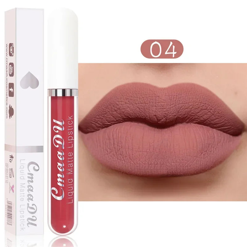 Waterproof Matte Nude Lip Gloss Brown Nude Pigment Dark Red Long Lasting Velvet Liquid Lipstick