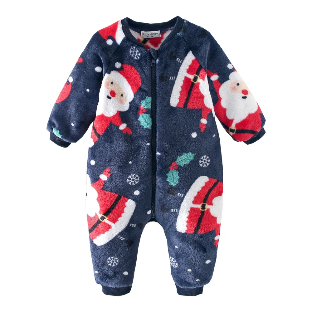 Sanlutoz Cute Printing Fleece Winter Baby Rompers Clothing Zipper Long Sleeve Toddler Jumpsuits