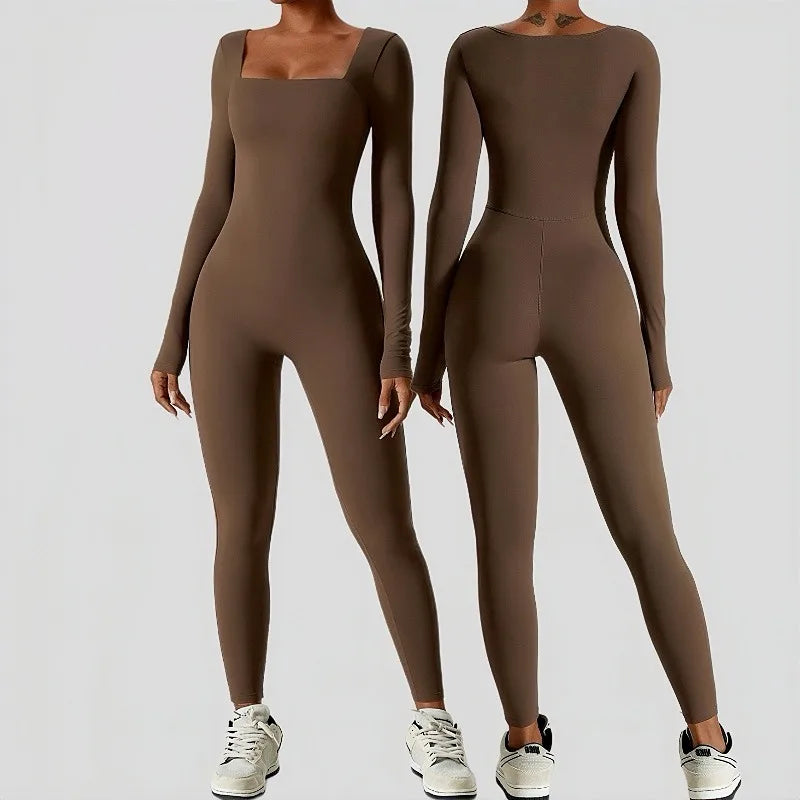 Women's Sportswear Yoga Fitness Jumpsuit One-piece Seamless Long Sleeve Sports Bodysuits