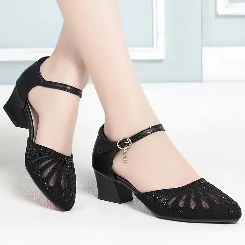 Women's Shoes Pointed Toe Summer Rhinestones Footwear Transparent Diamond Sandals for Woman