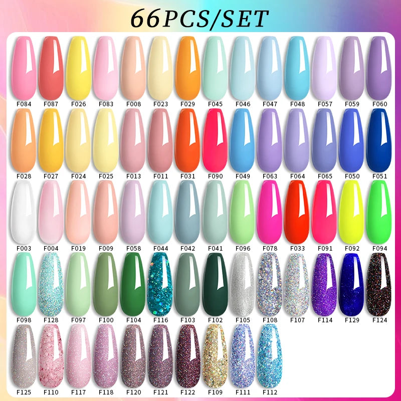 Color Gel Nail Polish Set Colorful Glitter Nail Gel Polish Semi Permanent UV Gel Nail Art Gel Varnishes Kit