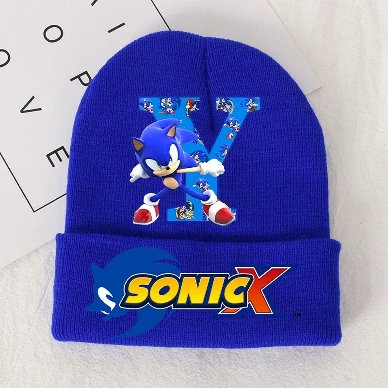 Sonics Children's Letter A-Z Knitted Hat Soft Warmth Boys Autumn Winter Kids Toddler Crochet Cap Outdoor Sport Cute Beanies Hats