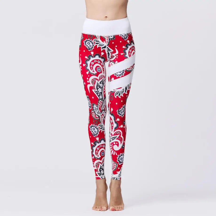 Cloud Hide Flower Printing Yoga Set Gym Outfits Sportswear Women Fitness Tracksuit Bra Top High Waist Leggings Pants Sports Suit