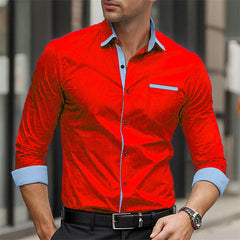 Classic business men's shirt casual breathable solid color long sleeved shirt daily street fashion wearing men's top