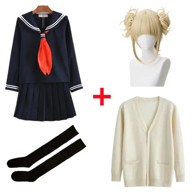 Anime My Hero Academia Himiko Toga Cosplay Costume JK Uniform Skirts Sweater Coat