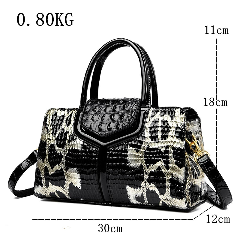 Crocodile Cowhide Women's High Quality Leather Bag Large Capacity Female One Shoulder Handbag