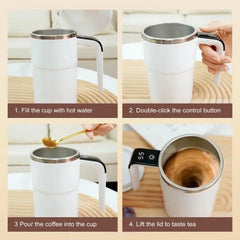 Stainless Steel Coffee Mixing Cup Lcd Temperature Display Mixing Cup Lcd Display Self Stirring Coffee Mug for Office for Home