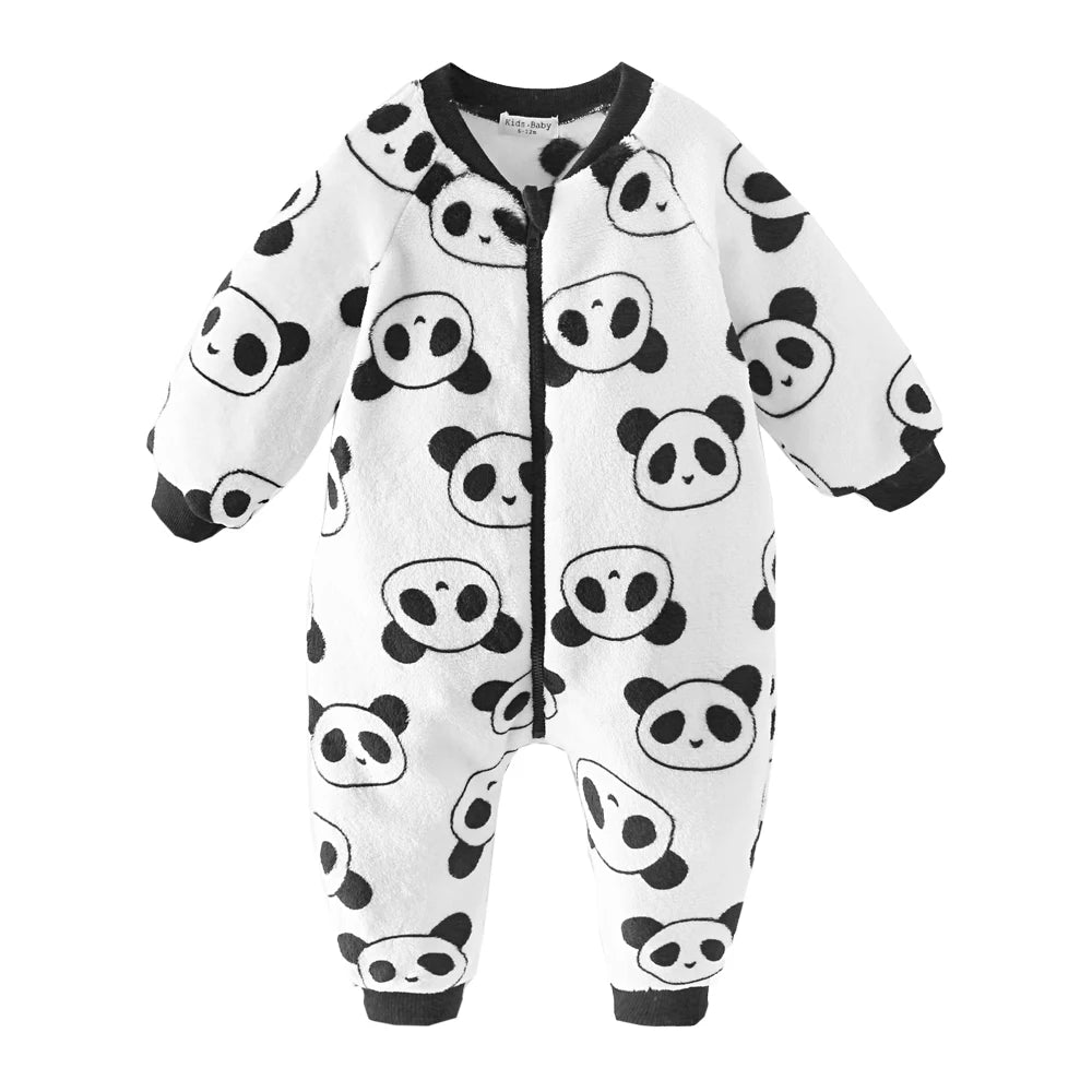 Sanlutoz Cute Printing Fleece Winter Baby Rompers Clothing Zipper Long Sleeve Toddler Jumpsuits