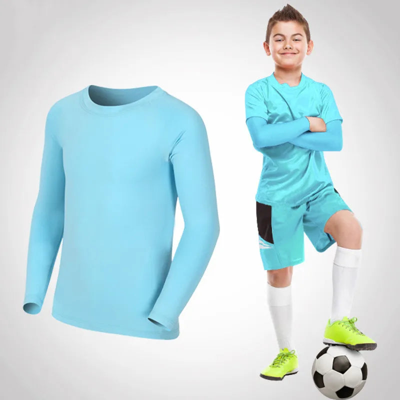 Kids Children Boy Girl Running Long T Shirt Fitness Sport Basketball Football Outdoor Hiking Jogging Riding Soccer Clothes