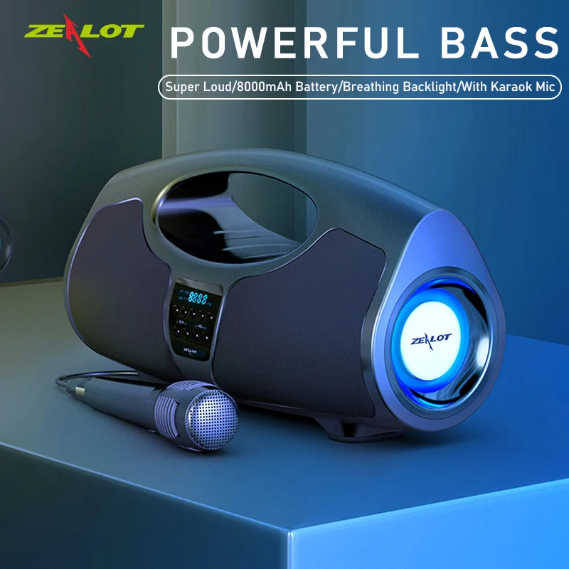 ZEALOT P1 Wireless Bluetooth Speaker Karaoke 40W Outdoor Subwoofer Super Bass Stereo Portable with Microphone