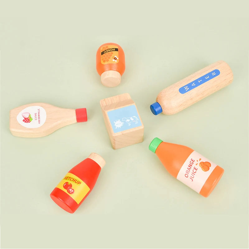 Pretend Play Toy Wooden Drink Set Kitchen Food Toys