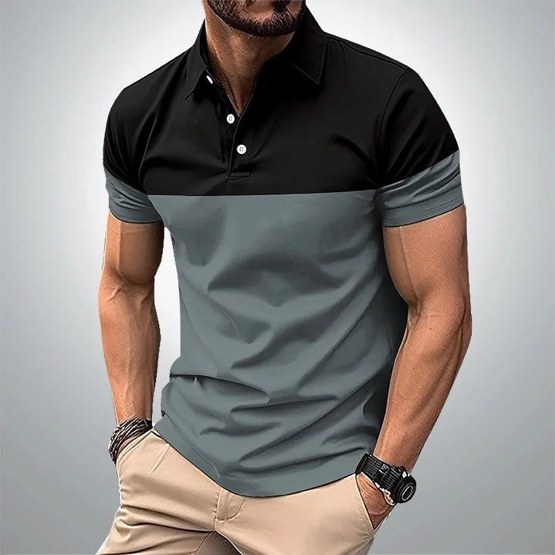 Men's summer short sleeved polo shirt business casual 3D striped T-shirt