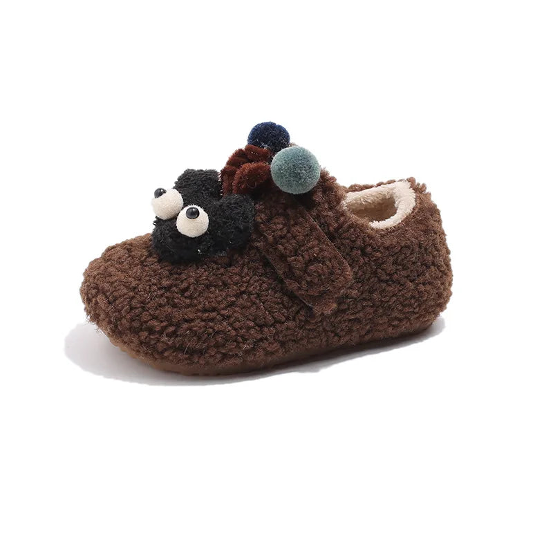 Children's Cotton Shoes Autumn Winter New Flat Warm Cute Cotton Soft Soled Toddler Shoe Casual Plush Warm Non-slip Leisure Shoe