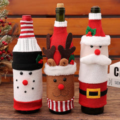 Christmas European And American Style Knitted Faceless Old Man Long Beard Wine Bottle Set