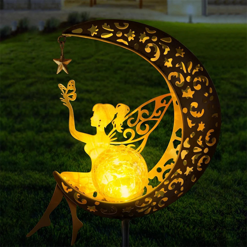 Fairy Solar Lights Outdoor Garden Decorative Lamp with Warm Light Waterproof Metal Decoration