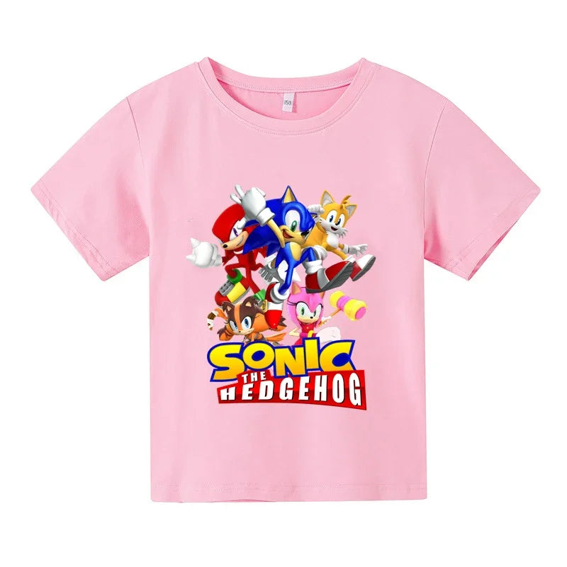 New Cartoon Cute Clothes Summer Kids Boys Sonic 2 T-shirt Printed short sleeve Baby Girls T-shirt Sonic Cotton Short Sleeve