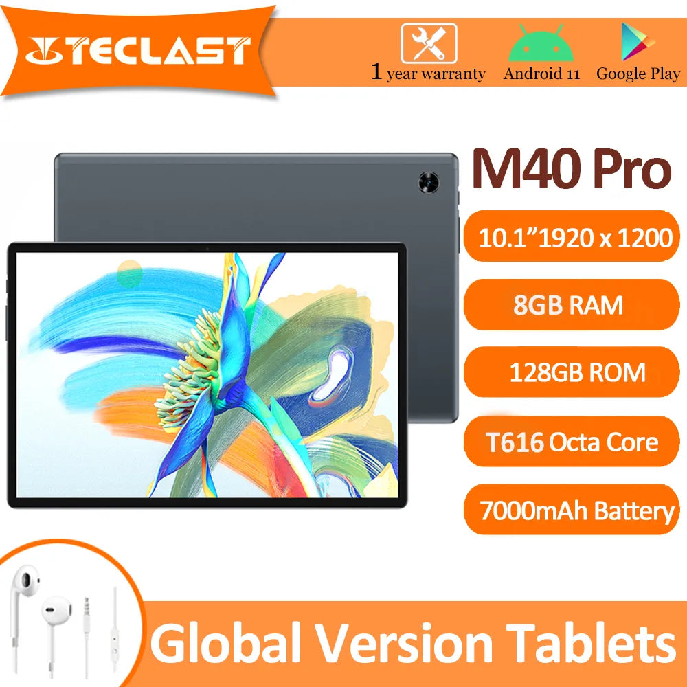 Teclast M40 Pro Android 12 Tablet 8GB RAM 128GB ROM UNISOC T616 10.1 inch Tablets