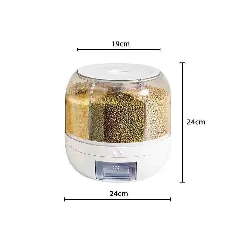 Degree Rotating Rice Dispenser Sealed Dry Cereal Grain Bucket Moisture-proof Food Storage Box