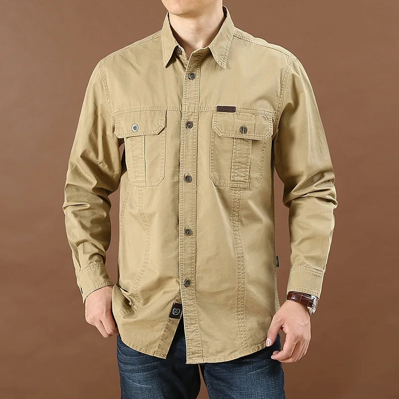 Men's casual loose long-sleeved shirt