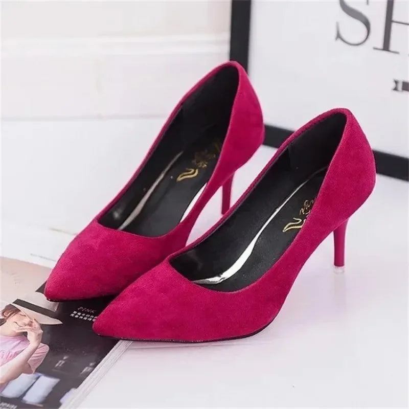 Large Size Women's Pumps Pointed Toe Patent Leather High Heels Dress Shoes