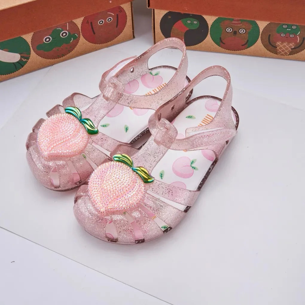 Mini Melissa Summer New Children Shoes Girls Princess Shoes Glitter Children Baby Dance Shoes Casual Toddler Girl Sandals