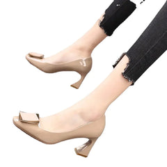 Women Pointed Toe Chunky Platform Pumps Single Shoes