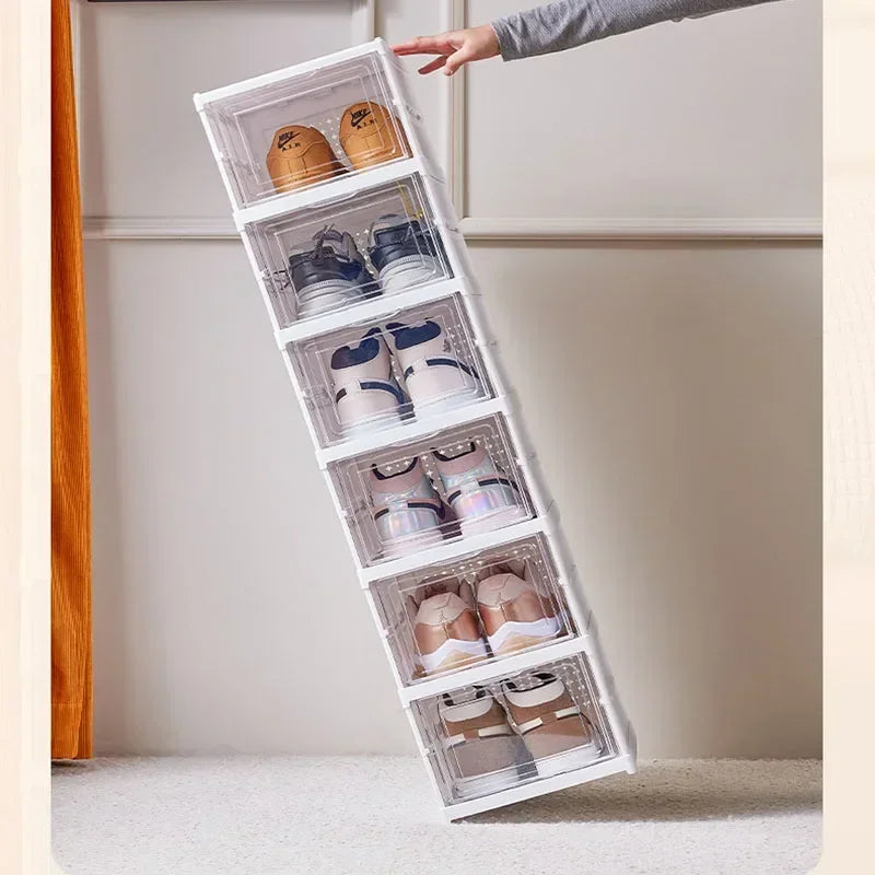 Folding Shoes Organizer, Clear Shoe Box, Large Storage Shoe RacK