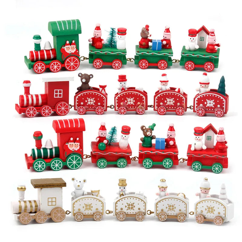 Christmas Plastic/Wooden Train Merry Cristmas Ornaments Christmas Decor For Home 2024 Xmas Tree Decor Noel Navidad NewYear Gifts