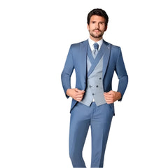 2023 Slim Fit Men Suits For Wedding 3 Pieces (Blazer+Vest+ Pants) Peak Lapel Formal Business Groom Wear Tuxedos Costume Homme