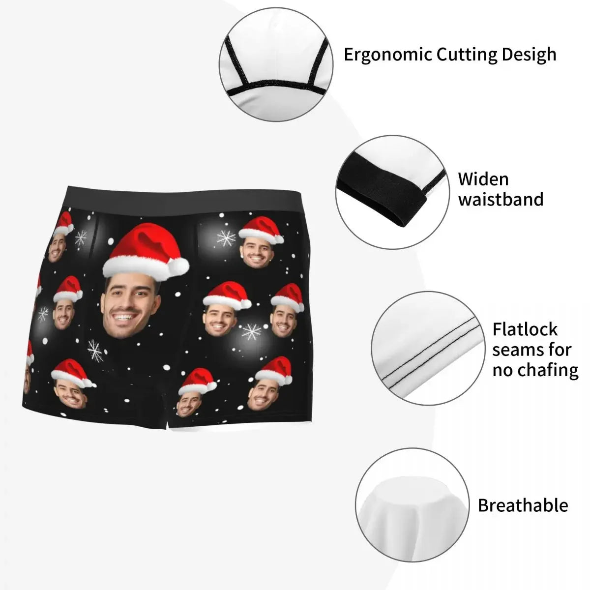 Men Gift Custom Face Boxers Christmas Gift Personalized Photo Underwear Design Birthday Boxer Briefs