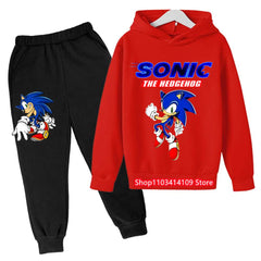 Kids Sonics Hoodies Sets Children Cotton Autumn And Spring Long Sleeve Sweatshirts Trousers 2pcs Costume Outfits