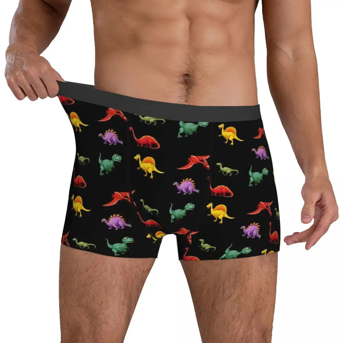 Cute Dinosaur Print Underwear Colorful Animal Pouch Hot Boxer Shorts Printed Boxer Brief Funny Males Panties Plus Size