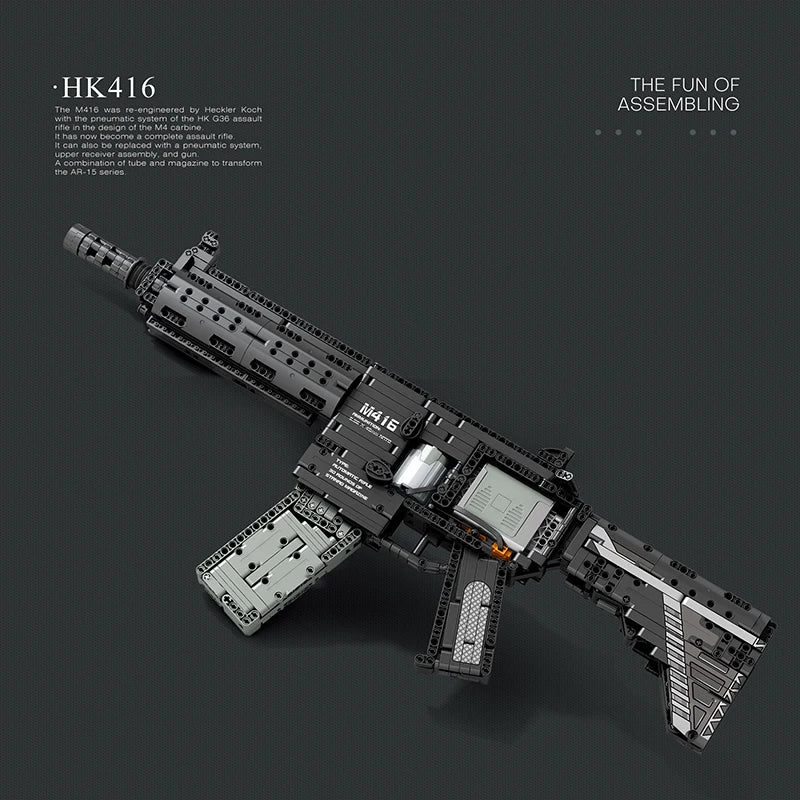 Military Electric M416 Rifle Assembled Building Blocks Bricks Model MOC Army Weapons Machine Gun