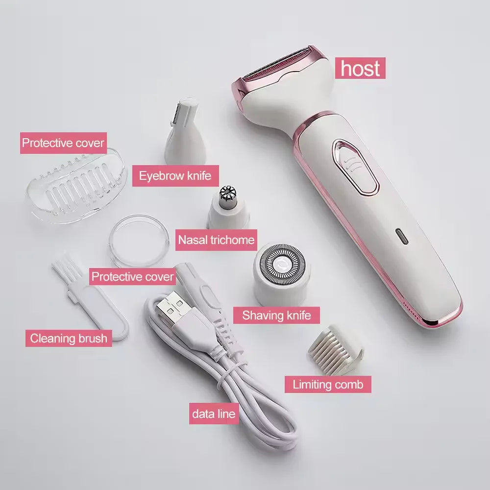 Portable 4 in 1 multi-function shaver Painless electric shaver for women bikini trim face legs eyebrows nose