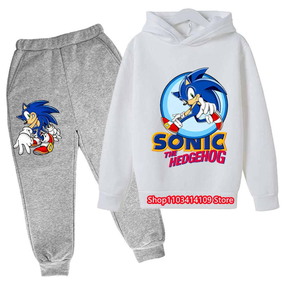 Kids Sonics Hoodies Sets Children Cotton Autumn And Spring Long Sleeve Sweatshirts Trousers 2pcs Costume Outfits