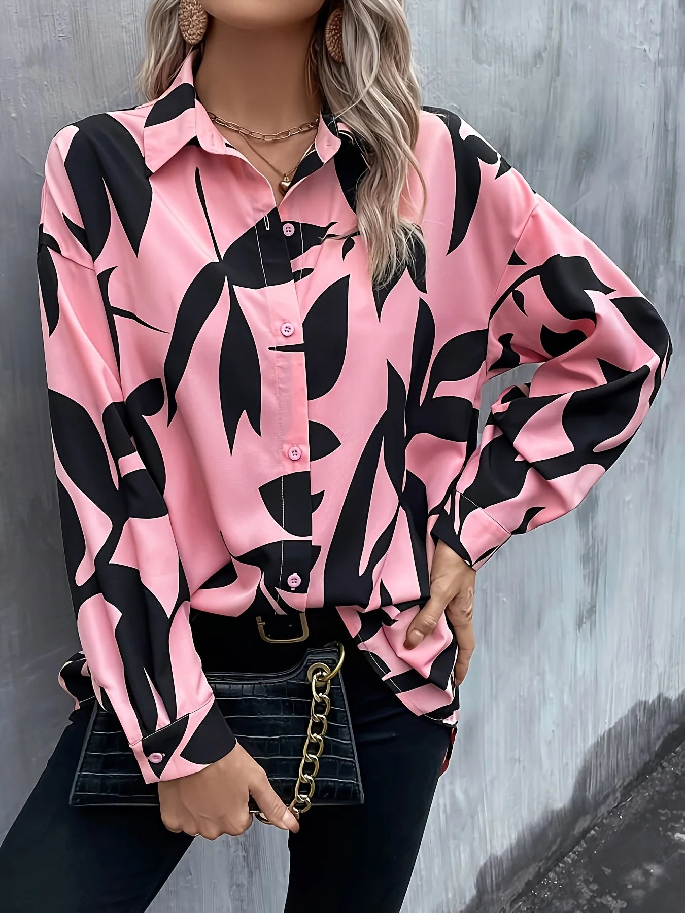 Women Spring Autumn Elegant Shirt Vintage Fashion Print Blouses