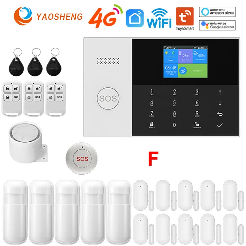 4G Alarm System Security Home WIFI Alarme Residencial Wireless Home Alarm For Tuya Smart Life With Door Sensor Work With Alexa