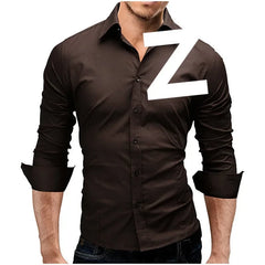 Men's Fashionable Casual Solid Color Shirt 2023 New Style Slim Fit Long Sleeve Trendy Business Wear Shirt For Men