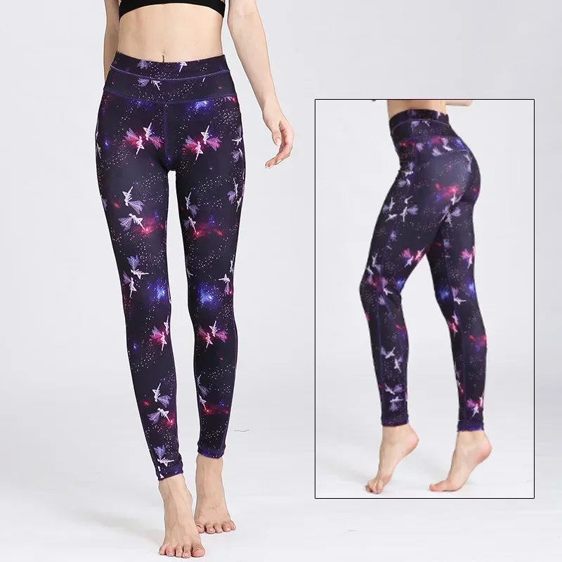 Cloud Hide Yoga Pants Women Flower High Waist Sports Leggings