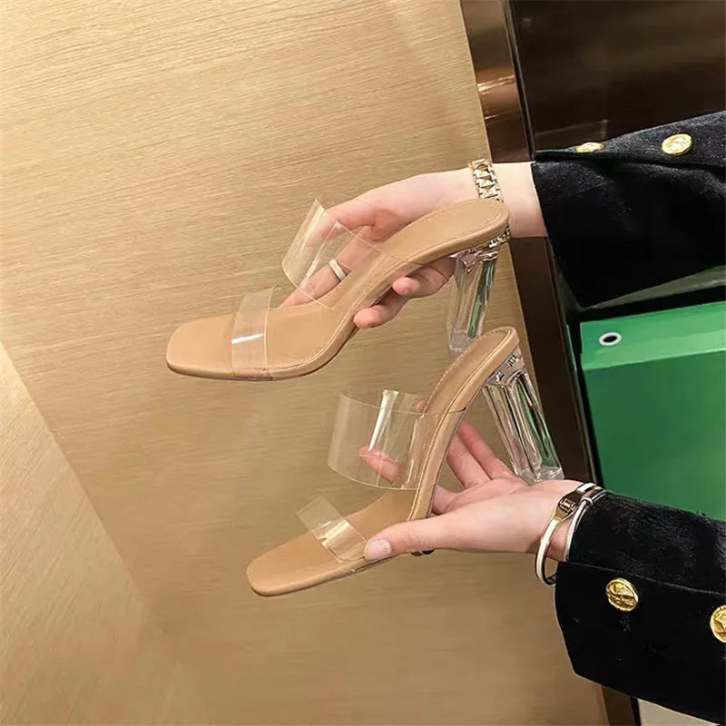 Summer Women Pumps Sandals PVC Jelly Slippers Open Toe High Heels Women