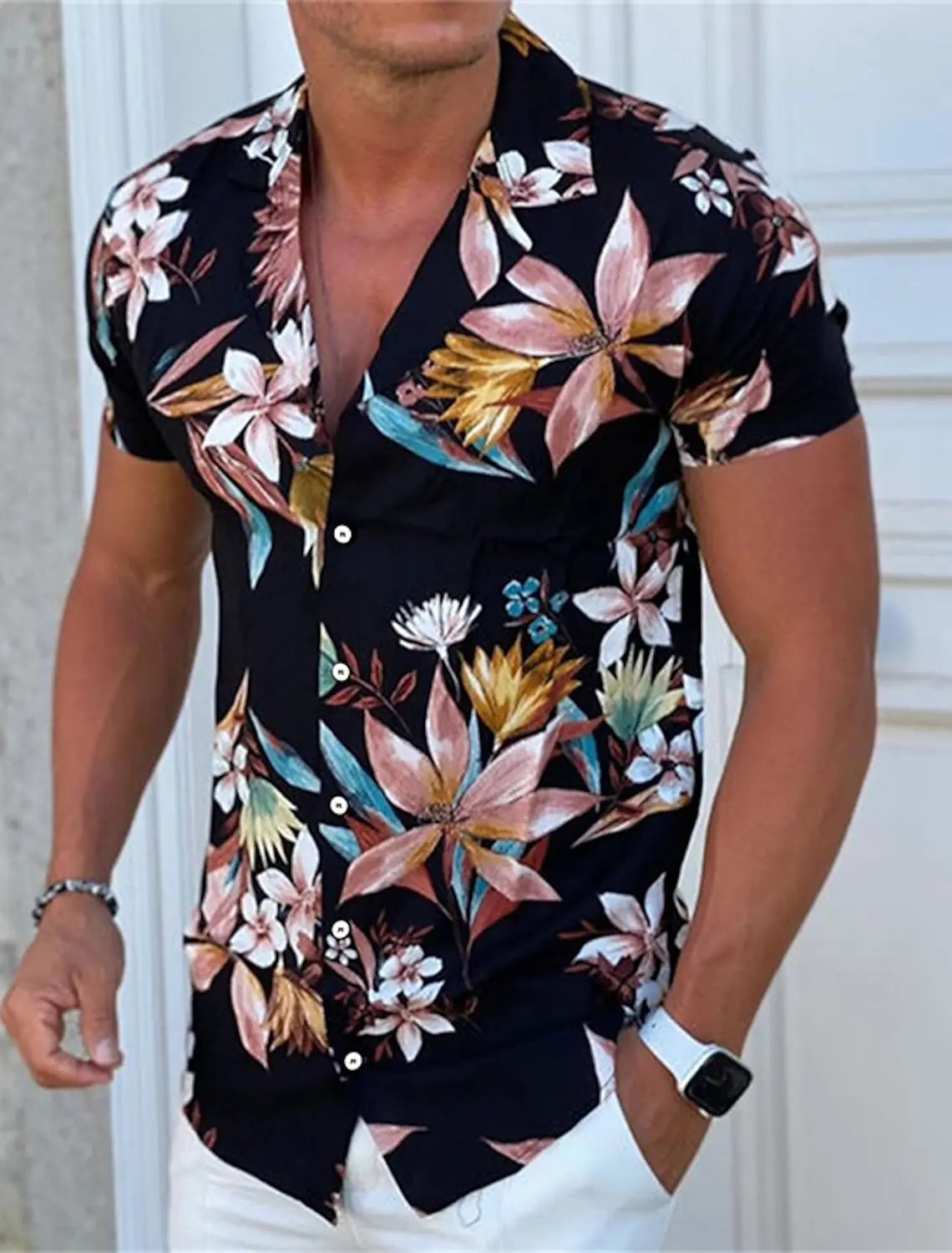 Men's Shirts Aloha Shirt Floral Print Outdoor Street Short Sleeve Button Clothing Fashion Design Casual Breathable