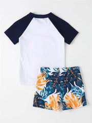 Boy Swimsuit Kids Short Sleeves Two Piece Children Swimwear