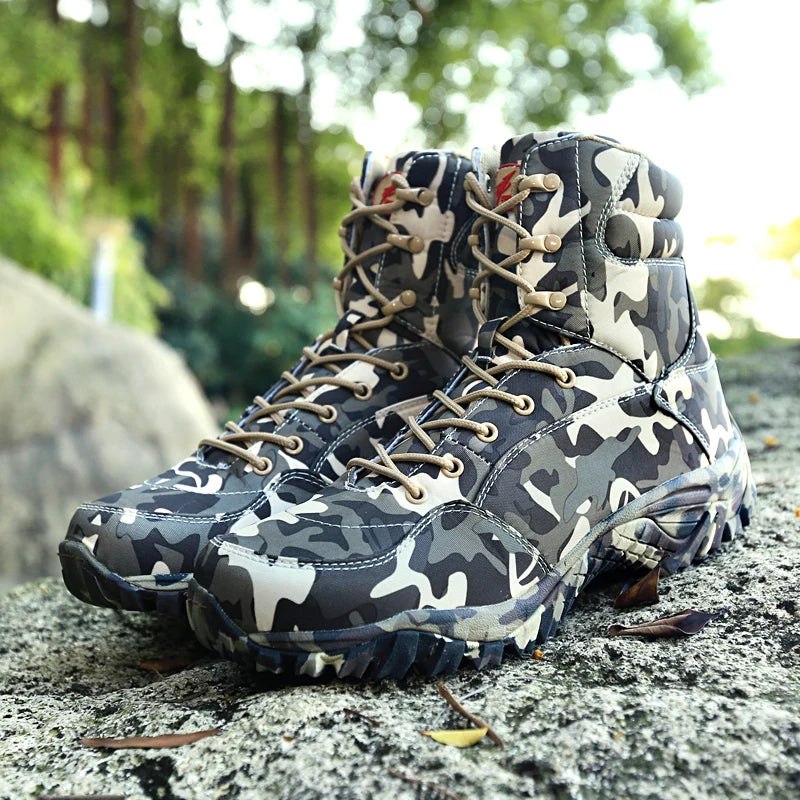 Men Military Army Boot High Quality Waterproof Canvas Camouflage Tactical Combat Desert Ankle Boots